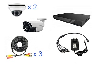 Комплект видеонаблюдения FullHD с 2 + 1 камерами