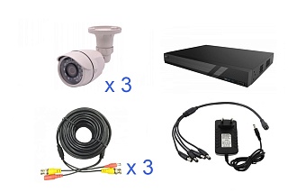 Комплект видеонаблюдения FullHD AHD с 3 камерами
